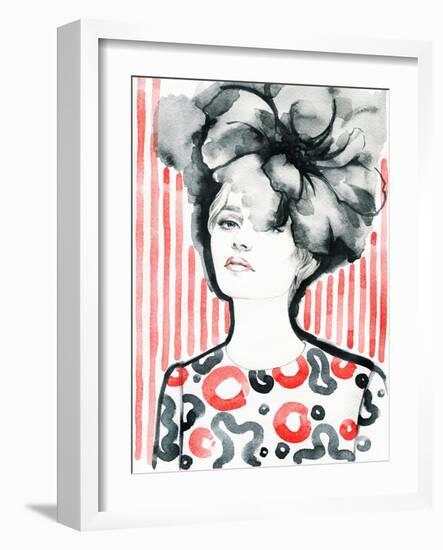 Woman Portrait .Abstract Watercolor .Fashion Background-Anna Ismagilova-Framed Art Print