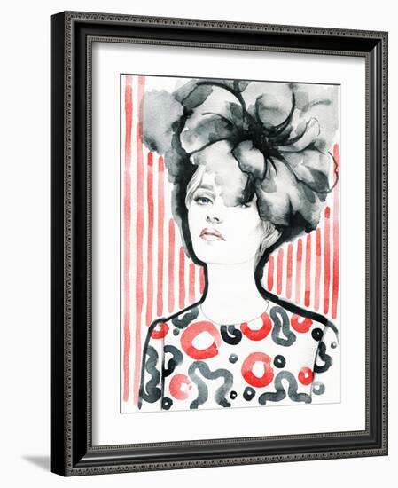 Woman Portrait .Abstract Watercolor .Fashion Background-Anna Ismagilova-Framed Art Print