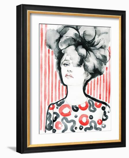 Woman Portrait .Abstract Watercolor .Fashion Background-Anna Ismagilova-Framed Art Print