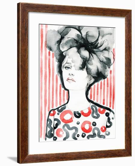 Woman Portrait .Abstract Watercolor .Fashion Background-Anna Ismagilova-Framed Art Print