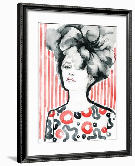 Woman Portrait .Abstract Watercolor .Fashion Background-Anna Ismagilova-Framed Art Print