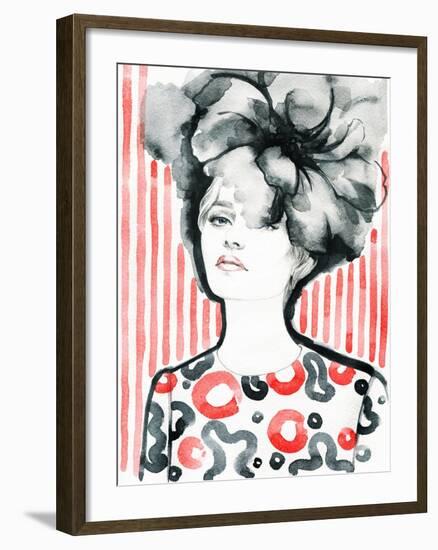 Woman Portrait .Abstract Watercolor .Fashion Background-Anna Ismagilova-Framed Art Print