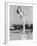 Woman Posing on Top of a Pillar Next to a Swimming Pool-null-Framed Photo