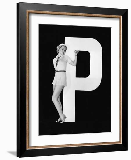 Woman Posing with Huge Letter P-Everett Collection-Framed Photographic Print