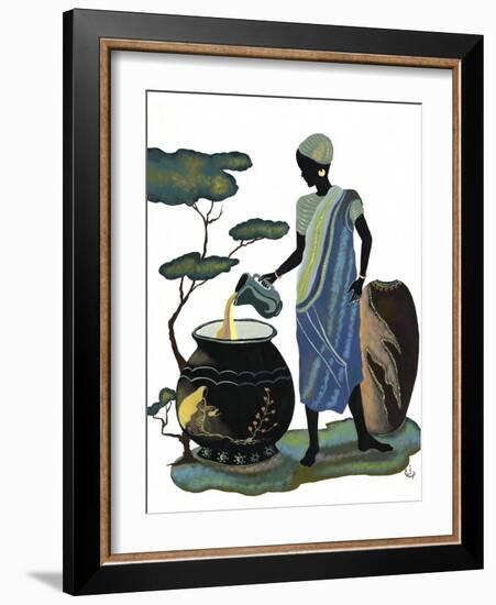 Woman Pouring in Blue-Judy Mastrangelo-Framed Giclee Print