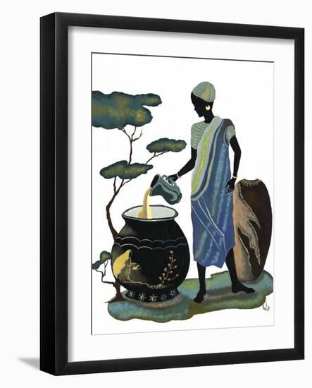 Woman Pouring in Blue-Judy Mastrangelo-Framed Giclee Print