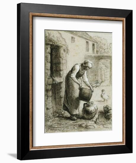 Woman Pouring Water into Milk Cans-Jean-François Millet-Framed Giclee Print