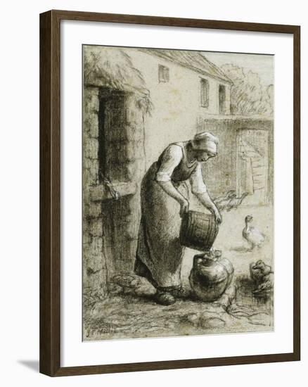 Woman Pouring Water into Milk Cans-Jean-François Millet-Framed Giclee Print