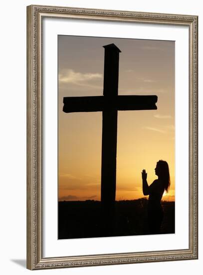 Woman Praying at Sunset, Cher, France, Europe-Godong-Framed Photographic Print