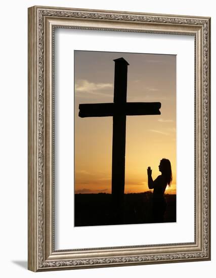 Woman Praying at Sunset, Cher, France, Europe-Godong-Framed Photographic Print