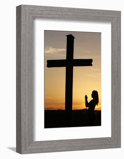 Woman Praying at Sunset, Cher, France, Europe-Godong-Framed Photographic Print