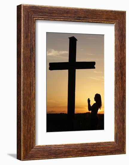 Woman Praying at Sunset, Cher, France, Europe-Godong-Framed Photographic Print