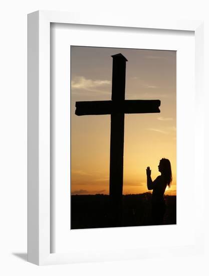 Woman Praying at Sunset, Cher, France, Europe-Godong-Framed Photographic Print