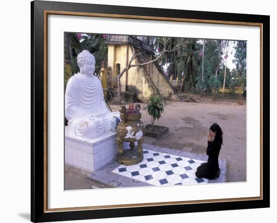 Woman Praying to Buddha, Vinh Trang Pagoda, My Tho City, Vietnam-Bill Bachmann-Framed Photographic Print