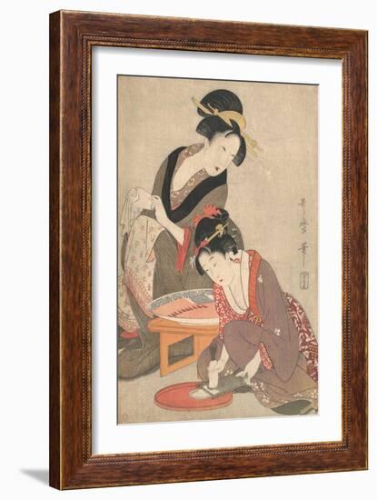 Woman Preparing Sashimi, c.1806-Kitagawa Utamaro-Framed Giclee Print