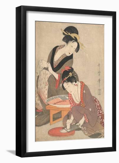 Woman Preparing Sashimi, c.1806-Kitagawa Utamaro-Framed Giclee Print