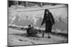 Woman Pulling Two Children on Sled in Winter, Vermont, 1940-Marion Post Wolcott-Mounted Photographic Print