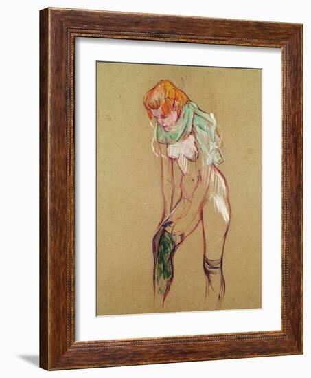 Woman Pulling up Her Stocking, 1894-Henri de Toulouse-Lautrec-Framed Giclee Print