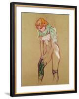 Woman Pulling up Her Stocking, 1894-Henri de Toulouse-Lautrec-Framed Giclee Print