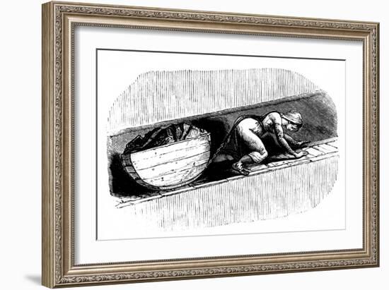 Woman 'Putter' Dragging a Sledge of Coal Along a Narrow Seam, South Wales, C1848-null-Framed Giclee Print