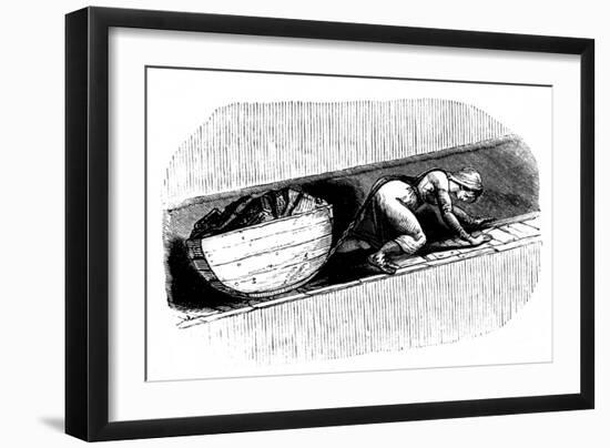 Woman 'Putter' Dragging a Sledge of Coal Along a Narrow Seam, South Wales, C1848-null-Framed Giclee Print