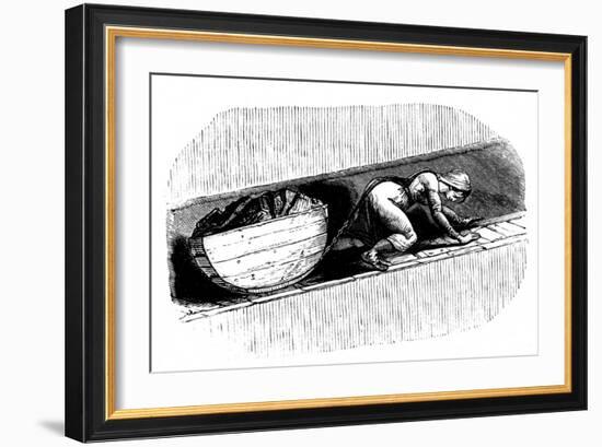 Woman 'Putter' Dragging a Sledge of Coal Along a Narrow Seam, South Wales, C1848-null-Framed Giclee Print