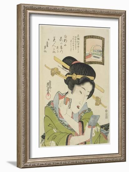 Woman Putting on Face Powder, 1820-1822-Keisai Eisen-Framed Giclee Print