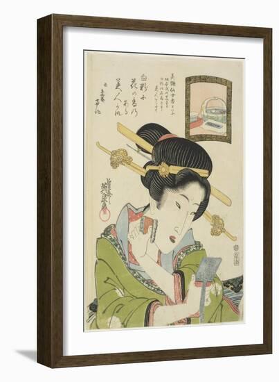 Woman Putting on Face Powder, 1820-1822-Keisai Eisen-Framed Giclee Print