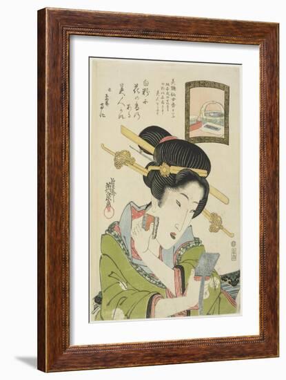 Woman Putting on Face Powder, 1820-1822-Keisai Eisen-Framed Giclee Print