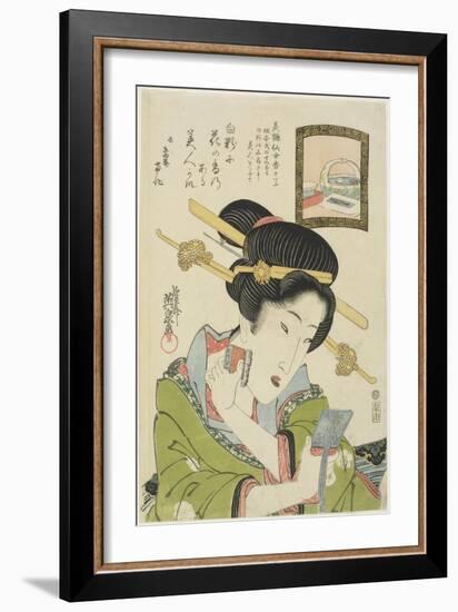 Woman Putting on Face Powder, 1820-1822-Keisai Eisen-Framed Giclee Print