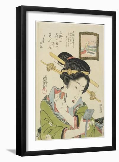 Woman Putting on Face Powder, 1820-1822-Keisai Eisen-Framed Giclee Print