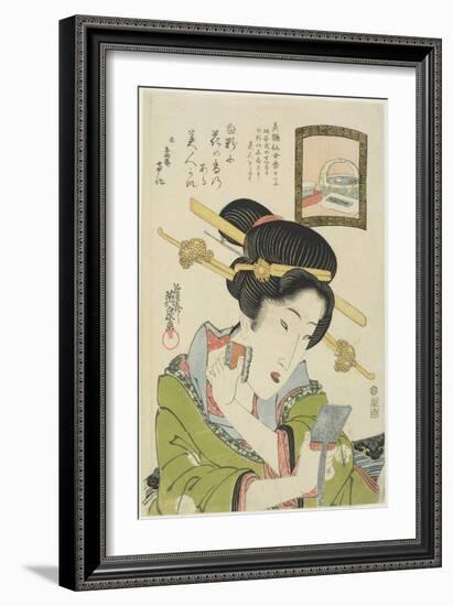 Woman Putting on Face Powder, 1820-1822-Keisai Eisen-Framed Giclee Print