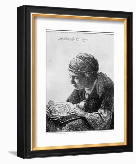 Woman Reading, 1634-Rembrandt van Rijn-Framed Giclee Print