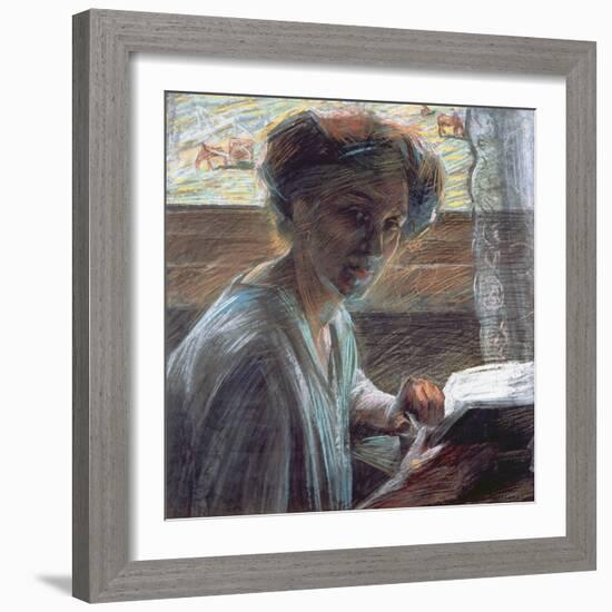 Woman Reading, 1909-Umberto Boccioni-Framed Giclee Print