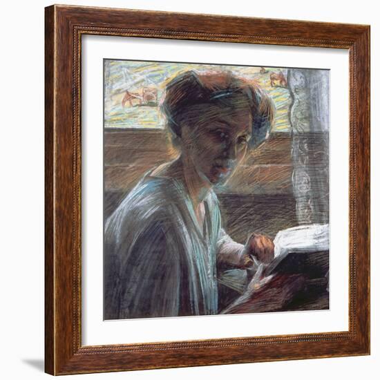 Woman Reading, 1909-Umberto Boccioni-Framed Giclee Print