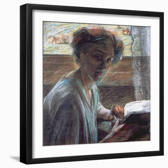 Woman Reading, 1909-Umberto Boccioni-Framed Giclee Print