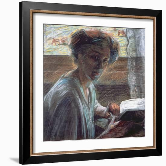 Woman Reading, 1909-Umberto Boccioni-Framed Giclee Print
