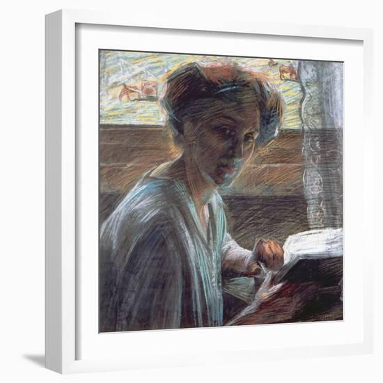 Woman Reading, 1909-Umberto Boccioni-Framed Giclee Print