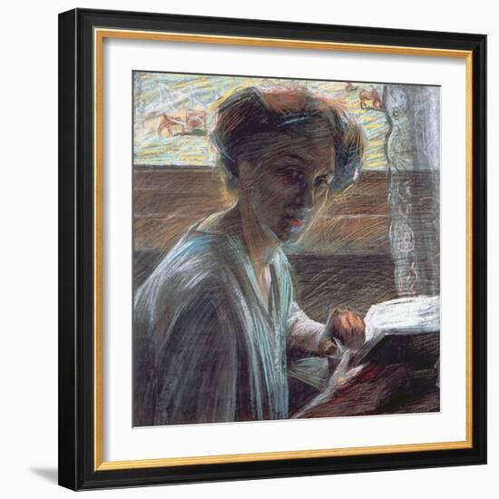 Woman Reading, 1909-Umberto Boccioni-Framed Giclee Print