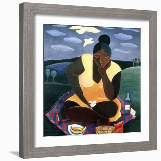 Woman Reading, 1997-Laura James-Framed Giclee Print