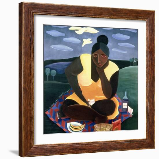 Woman Reading, 1997-Laura James-Framed Giclee Print