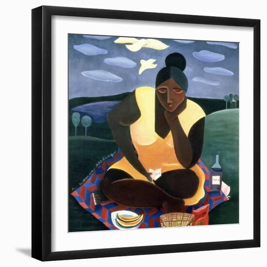 Woman Reading, 1997-Laura James-Framed Giclee Print