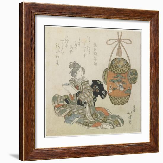 Woman Reading a Book, Early 19th Century-Toyota Hokkei-Framed Giclee Print