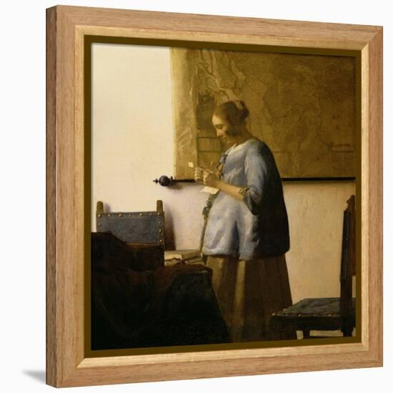 Woman Reading a Letter, circa 1662-63-Johannes Vermeer-Framed Premier Image Canvas