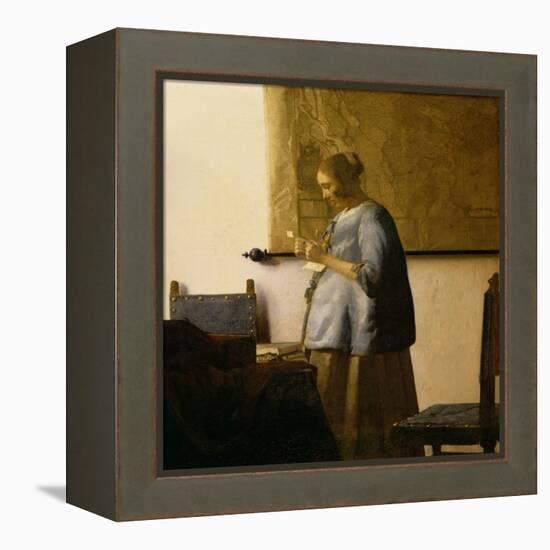 Woman Reading a Letter, circa 1662-63-Johannes Vermeer-Framed Premier Image Canvas