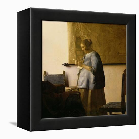 Woman Reading a Letter, circa 1662-63-Johannes Vermeer-Framed Premier Image Canvas