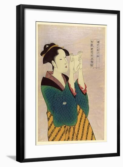 Woman Reading a Letter-Kitagawa Utamaro-Framed Art Print