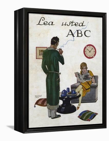 Woman Reading ABC Magazine, Magazine Plate, Spain, 1930-null-Framed Premier Image Canvas