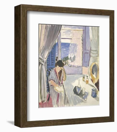 Woman Reading at a Dressing Table, Late 1919-Henri Matisse-Framed Art Print