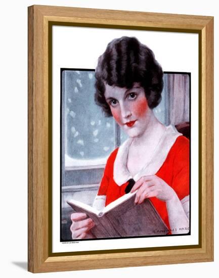 "Woman Reading Book,"March 21, 1925-J. Knowles Hare-Framed Premier Image Canvas